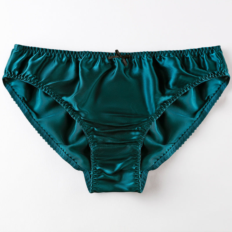 Women's Simple Small Bowknot Solid Color Silk Briefs