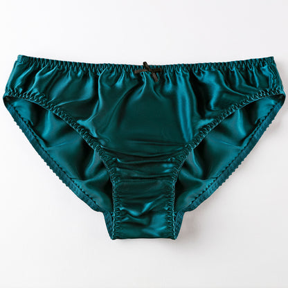 Women's Simple Small Bowknot Solid Color Silk Briefs