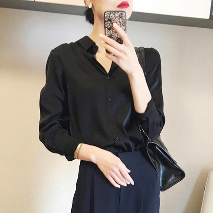 Satin Real Silk Shirt Elegant High-end