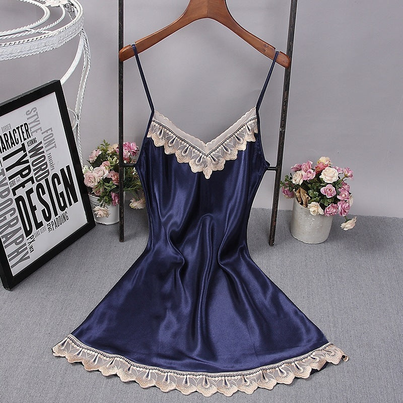 Summer  Silk Lace Sleeveless Loose Large Size Pajamas