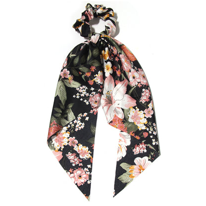 Summer Satin Printing Triangular Binder Large Intestine Hair Ring Hair Rope