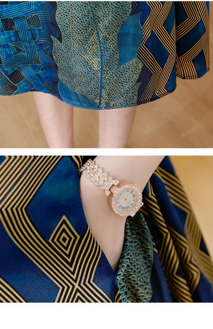 Middle-aged Women's Silk DressMom