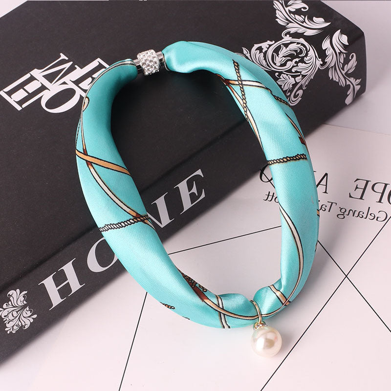 Women's Fashion Print Embellished Silk Scarf