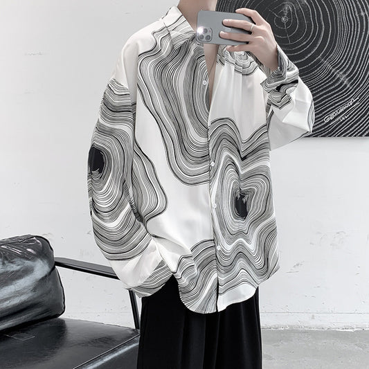 Men's Shirts Youth Tide Brand Fashion Loose Large Size Ice Silk