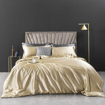 European-style Washed Silk Four-piece Set Can Not Afford The Ball Silky Nude Sleep Solid Color Summer Bedding