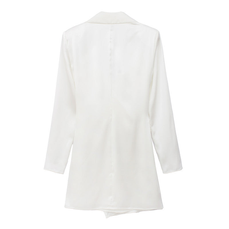 Silk Satin Irregular Skirt Long Sleeve Dress