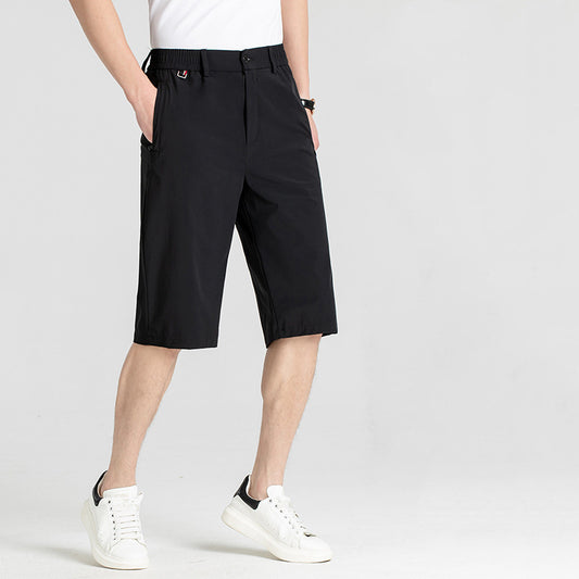 Ice Silk Cropped Men's Casual Fashion Shorts