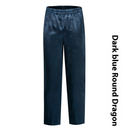 Loose Silk Chinese Style High-waisted Trousers