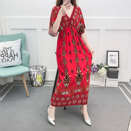 Women's Seaside Holiday Cotton Silk Dress Ethnic Style