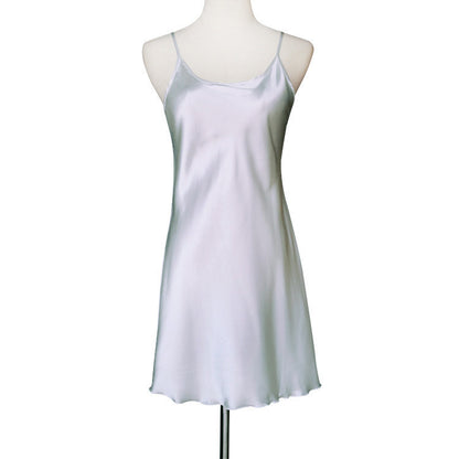 Sleeveless Plus Size Imitation Silk Suspender Skirt