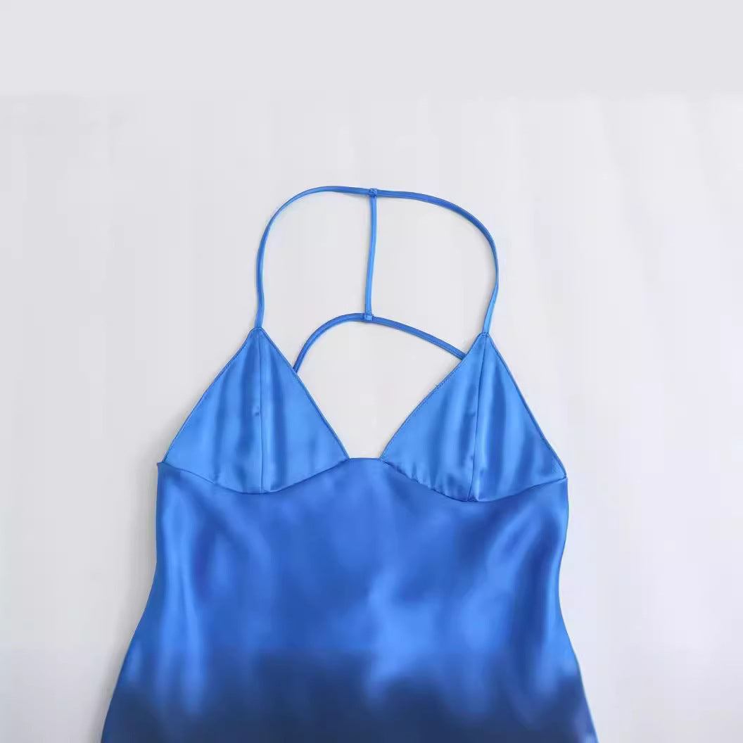 Women's Spring Clothing Casual Underwear Silk Satin Texture Dress