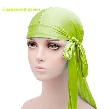 Silk Long Tail Turban Hat Silk Pirate Hat