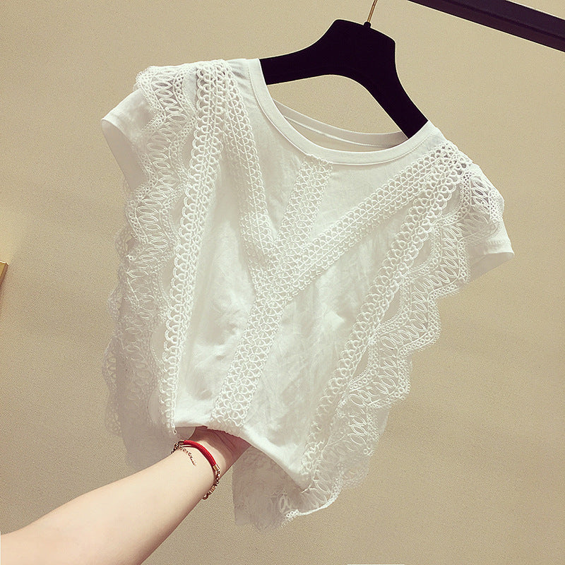 Hollow Lace Ice Silk Cotton Short Sleeves