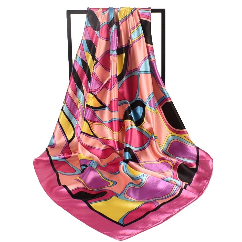 Geometric Silk Large Kerchief Women's Headscarf