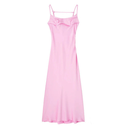 Silk Satin Suspender Elegant Women's Dress
