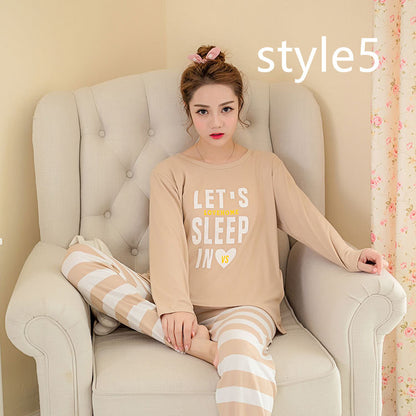 Milk Silk Cartoon Long-sleeved Trousers Ladies Home Service Suit