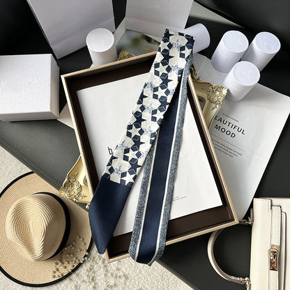 Silk Scarf Arm Bag Ribbon Thin Narrow Long Hair Band Decoration Small Scarf