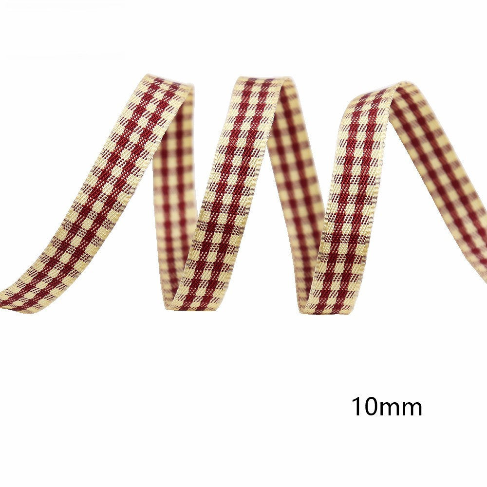 10mm Knitted Plaid Silk Ribbon Webbing