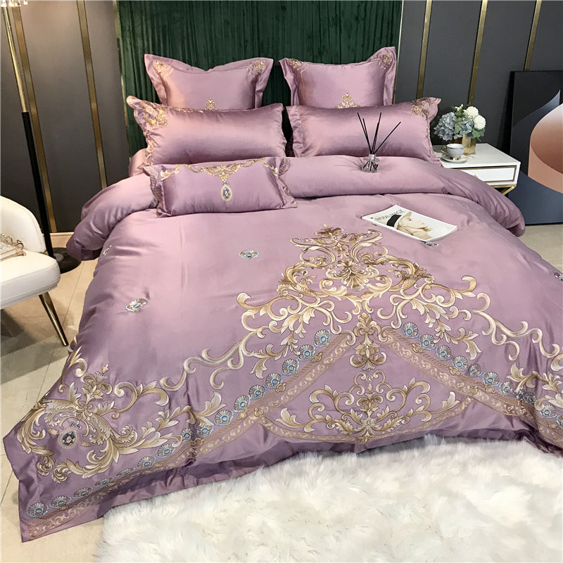 High End Embroidery And Washed Silk Net Red Bedding