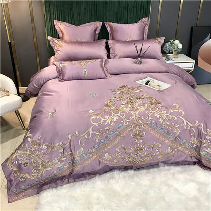 High End Embroidery And Washed Silk Net Red Bedding