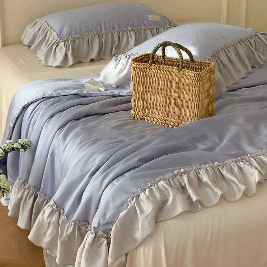 French Lotus Leaf Girl Ins Ice Silk Four-piece Set