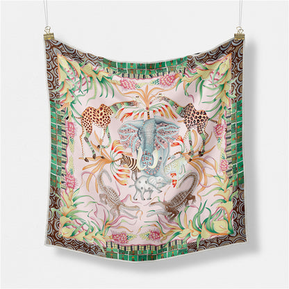 Women's Fashion Print Square Silk Scarf