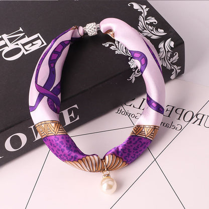 Women's Fashion Print Embellished Silk Scarf