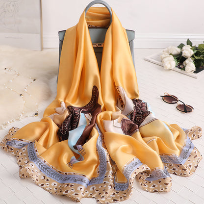 Fashionable Women's Simple Printed Thin Silk Scarf