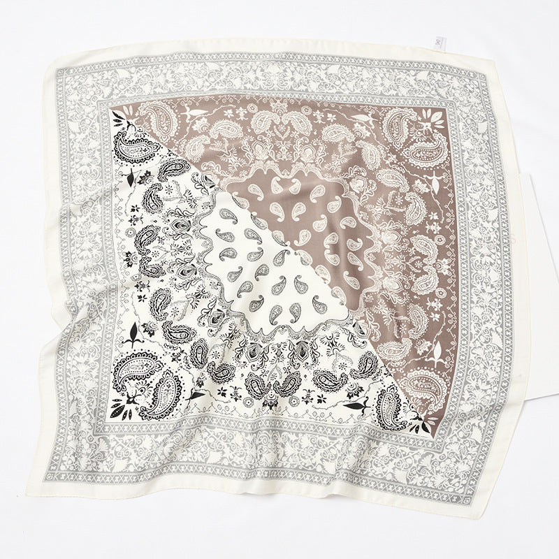 Retro Square Block Cashew Small Silk Scarf