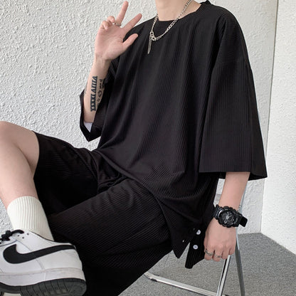Ice Silk Leisure Sports Suit Men's Loose Japanese