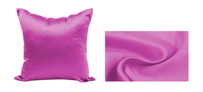 Solid Color Artificial Silk Pillow Cover Plain Zipper