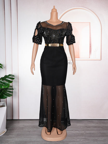 Celestia Noire – Luxe Diamond Fishtail Gown"