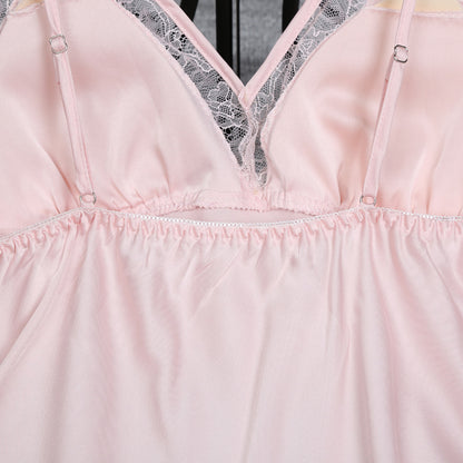 Ice Silk Sling Nightdress Solid Color With Chest Pad