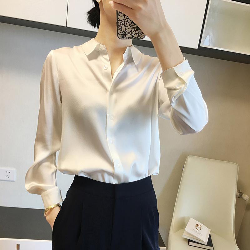 Satin Real Silk Shirt Elegant High-end