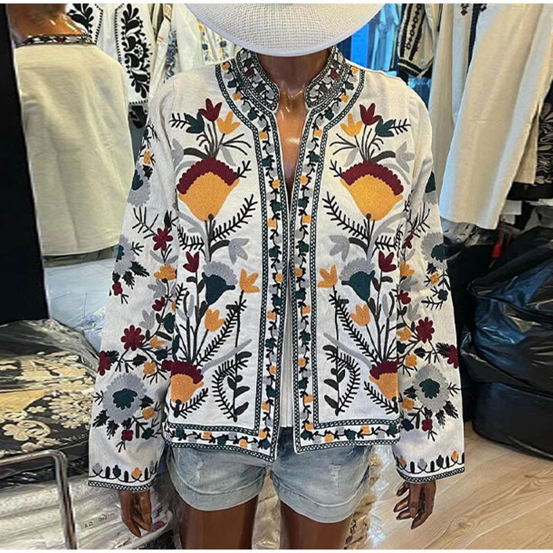 Artistry Round Neck Print Coat