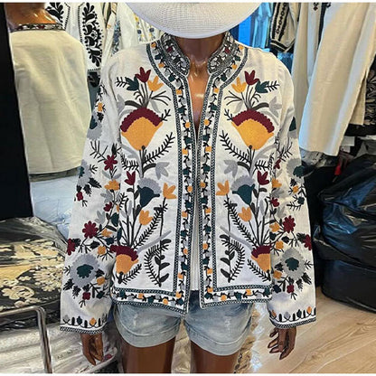 Artistry Round Neck Print Coat