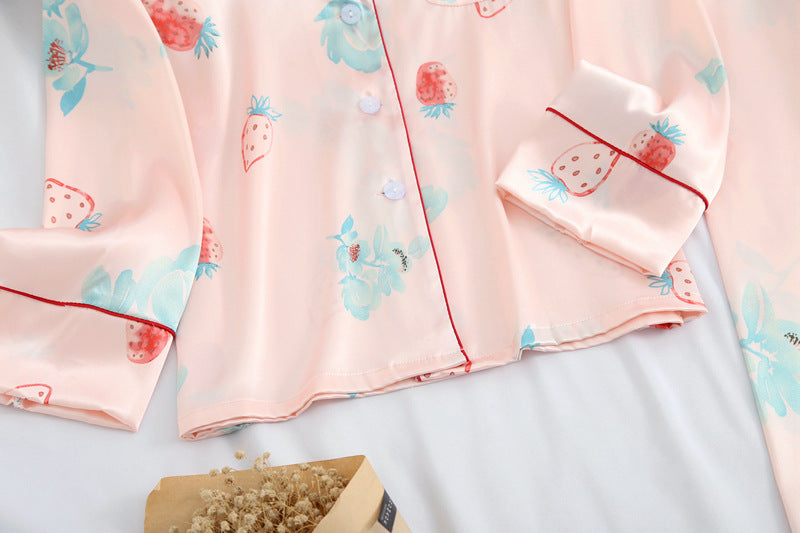 Long-sleeved Simple Natural Casual Ice Silk Home Service Suit