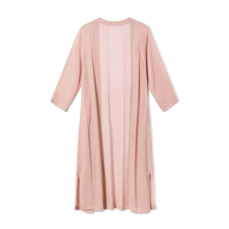 Ice Silk Lazy Wind Long Knit Cardigan Casual Loose Women
