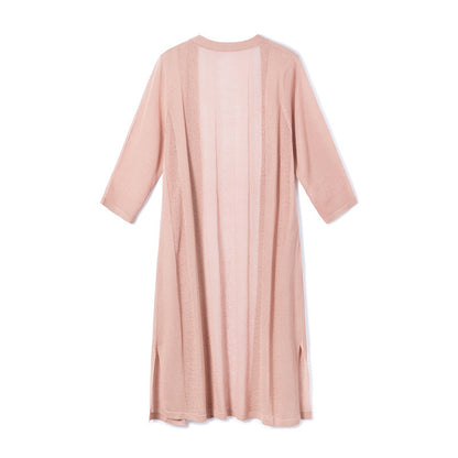 Ice Silk Lazy Wind Long Knit Cardigan Casual Loose Women