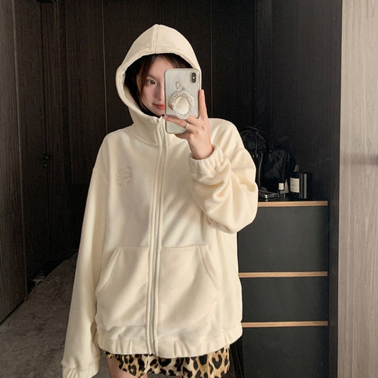 EmbroiWarm Hooded Fleece Coat