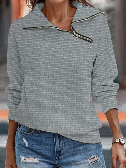RetroZip Slant Collar Sweatshirt