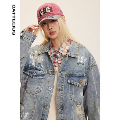 UrbanGraff Ripped Denim Jacket