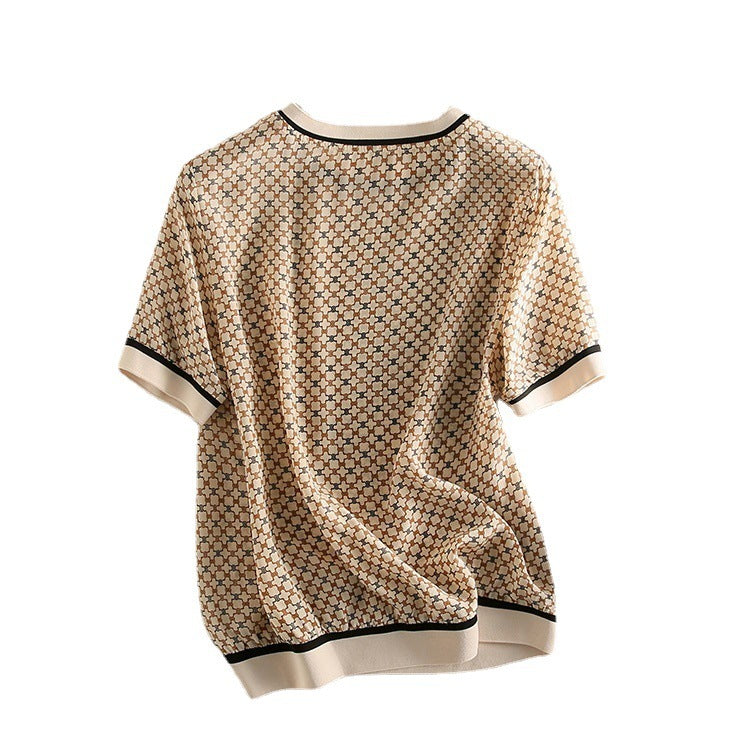 Women's Silk Short Sleeve T-shirt Top