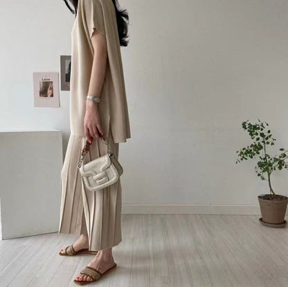 Thin Ice Silk Knitted Sweater Wide Leg Pants Bat Shirt