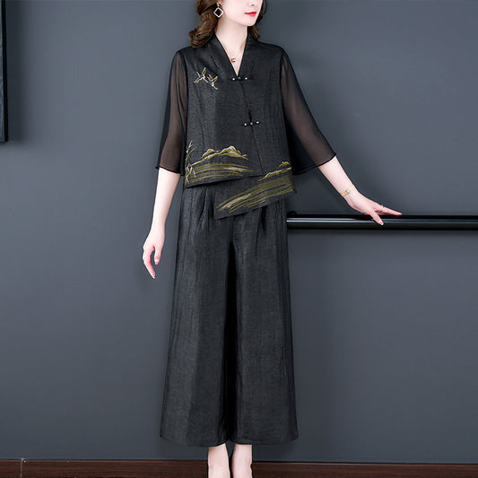 EmberMuse Embroidered Flow Set