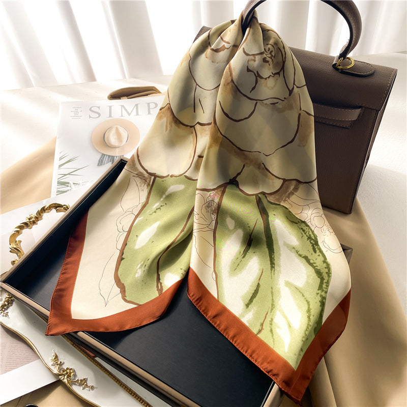 Silk Square Scarf Women's Neck Warmer Women's Hair Band