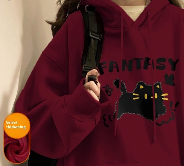 Hoodie Women Autumn And Winter Fashion Fashion Plus Cashmere Is Slimming Shoulders