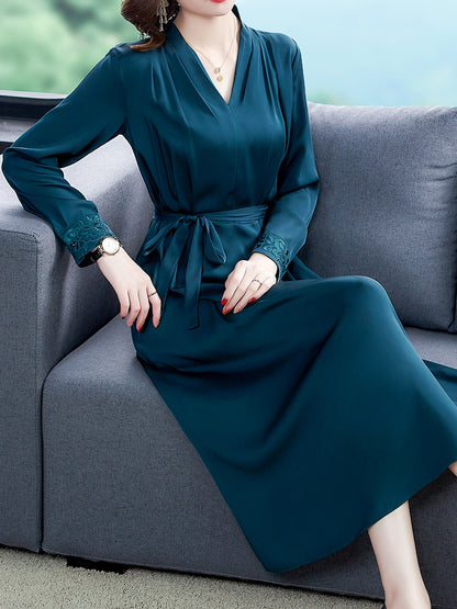 Heavy Silk Long-sleeved Dress Silk Spring Dress
