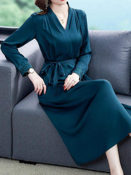 Heavy Silk Long-sleeved Dress Silk Spring Dress