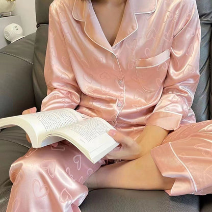Women's Fashion Jacquard Plaid Ice Silk Home Wear Suit